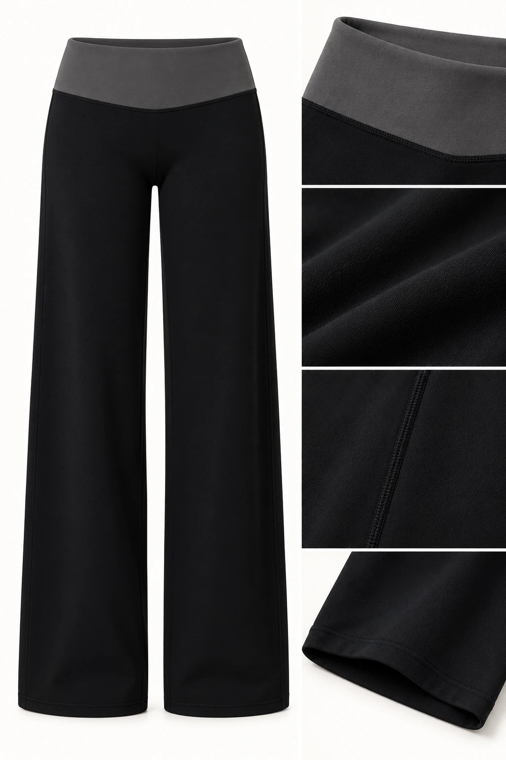 WEARHUB Nylon-Spandex Brushed Wide-Leg Yoga Pants — WHZ019 — product, details view