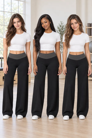 WEARHUB Nylon-Spandex Brushed Wide-Leg Yoga Pants — WHZ019 — product, multiracial view