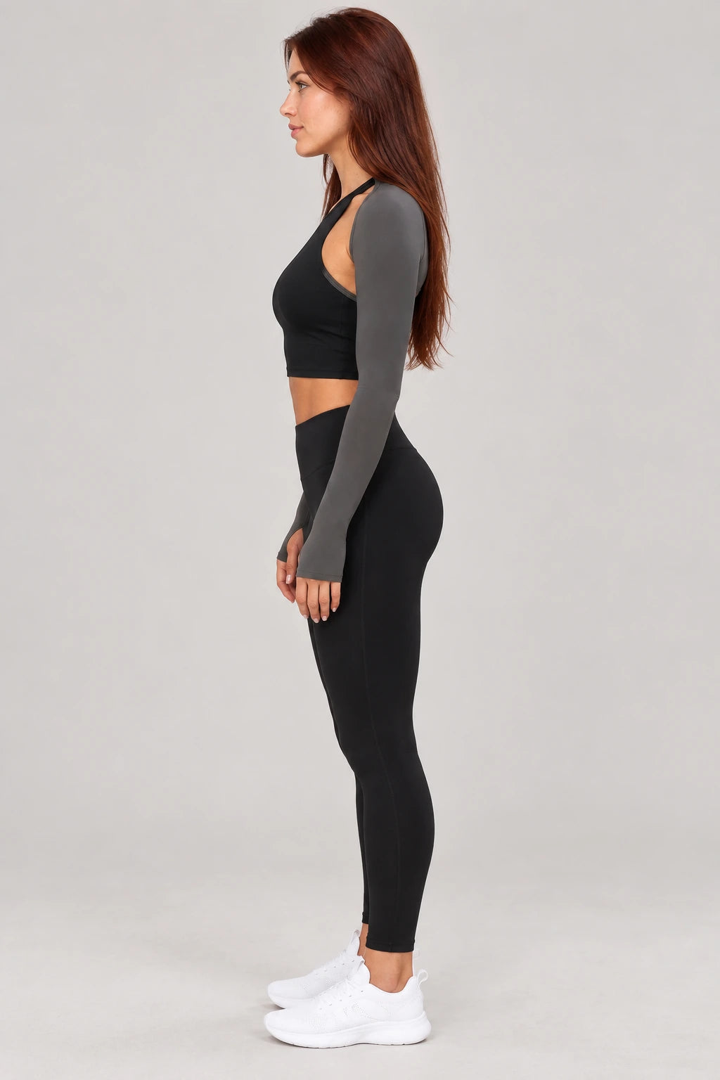 WEARHUB Nylon-Spandex Brushed Long-Sleeve Shrug — WHZ020 — product, side view