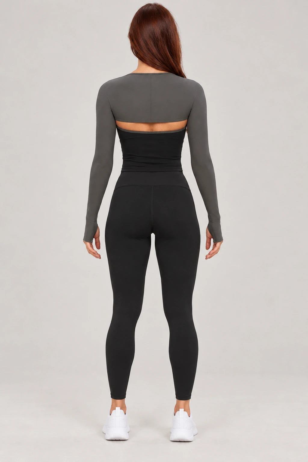 WEARHUB Nylon-Spandex Brushed Long-Sleeve Shrug — WHZ020 — product, back view