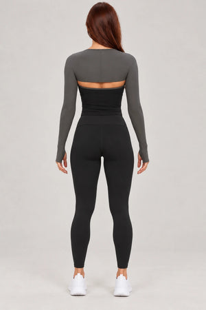 WEARHUB Nylon-Spandex Brushed Long-Sleeve Shrug — WHZ020 — product, back view