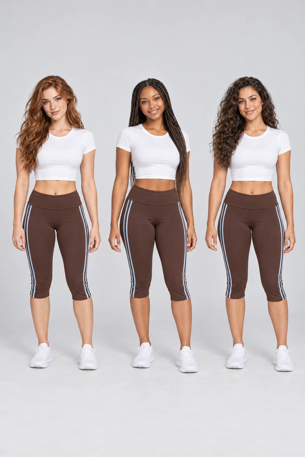 WEARHUB Nylon-Spandex Barely-There Mid-Length Active Shorts — WHZ022 — product, multiracial view