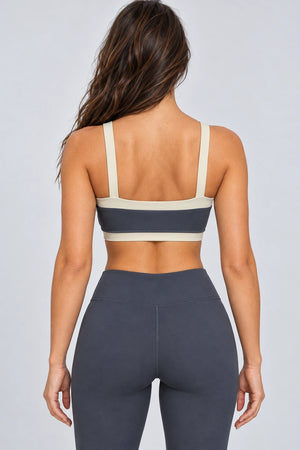 WEARHUB Nylon-Spandex Color-Block Barely-There Sports Bra — WHZ028 — product, back view