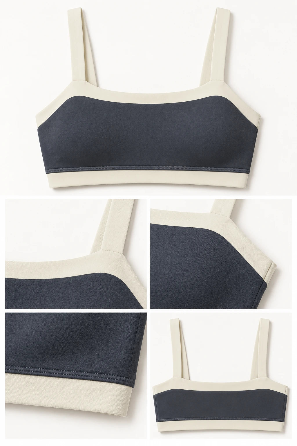 WEARHUB Nylon-Spandex Color-Block Barely-There Sports Bra — WHZ028 — product, details view