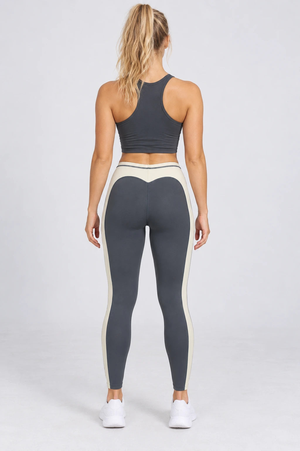 WEARHUB Nylon-Spandex Color-Block Barely-There Yoga Leggings — WHZ030 — product, back view