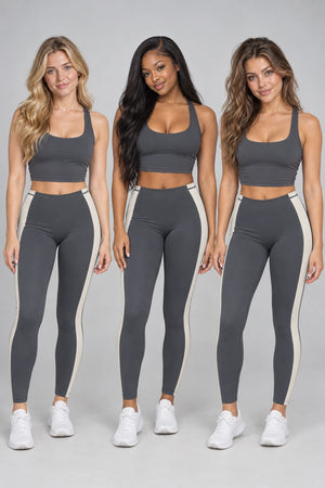 WEARHUB Nylon-Spandex Color-Block Barely-There Yoga Leggings — WHZ030 — product, multiracial view