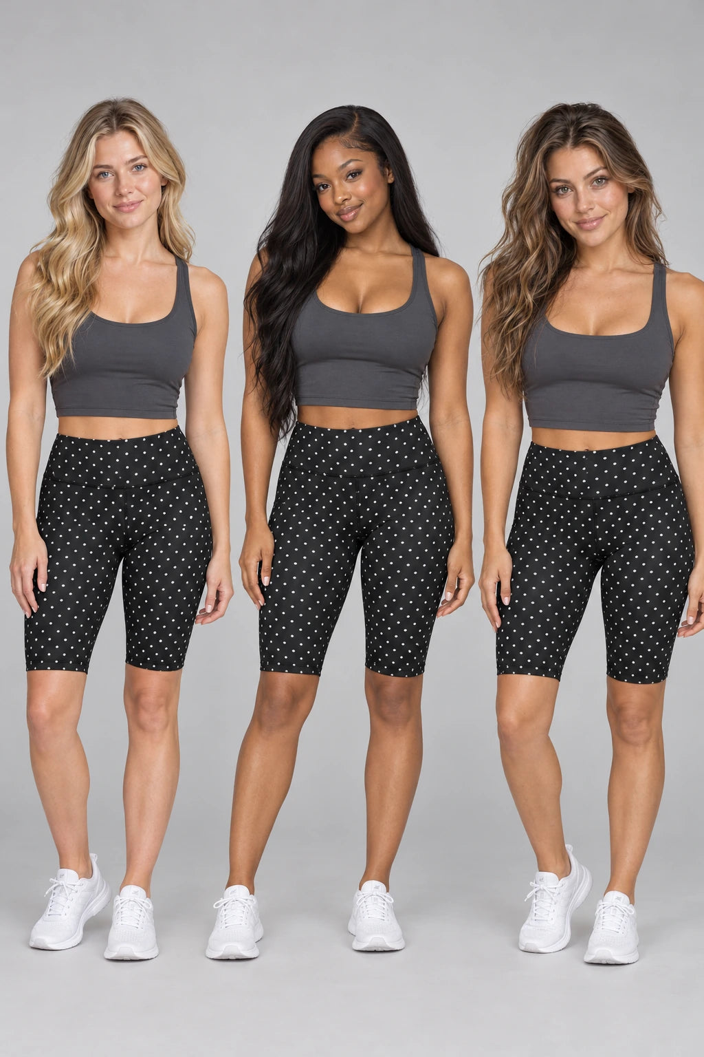 WEARHUB Polyester-Spandex Printed Mid-Length Active Shorts — WHZ032 — product, multiracial view