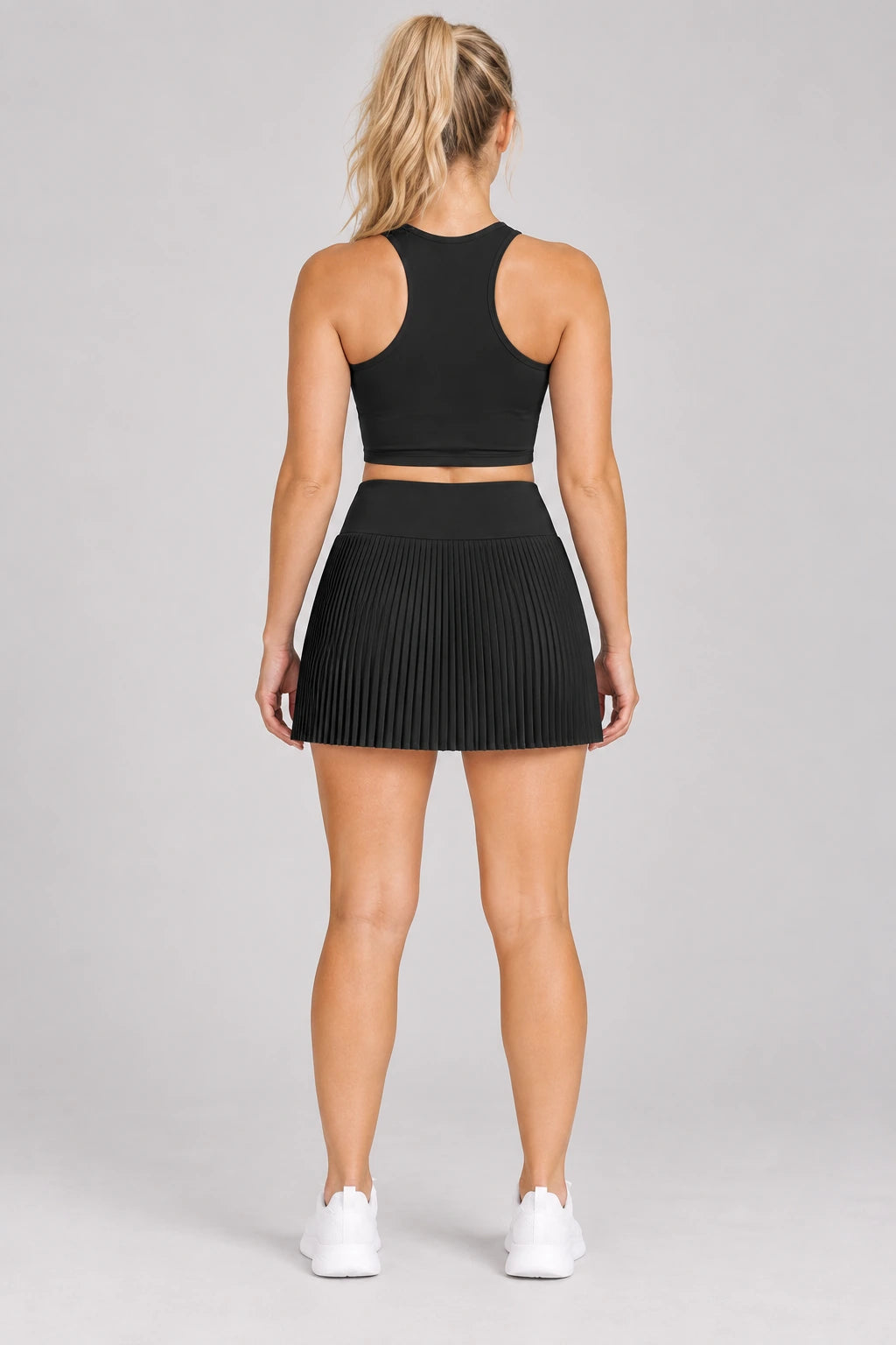 WEARHUB Nylon-Spandex Brushed Pleated Active Skirt — WHZ033 — product, back view