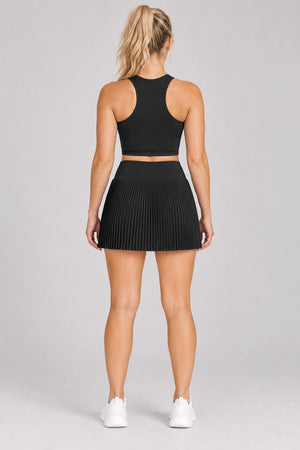 WEARHUB Nylon-Spandex Brushed Pleated Active Skirt — WHZ033 — product, back view