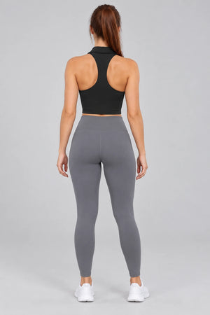 WEARHUB Nylon-Spandex Collared Brushed Active Tank — WHZ034 — product, back view
