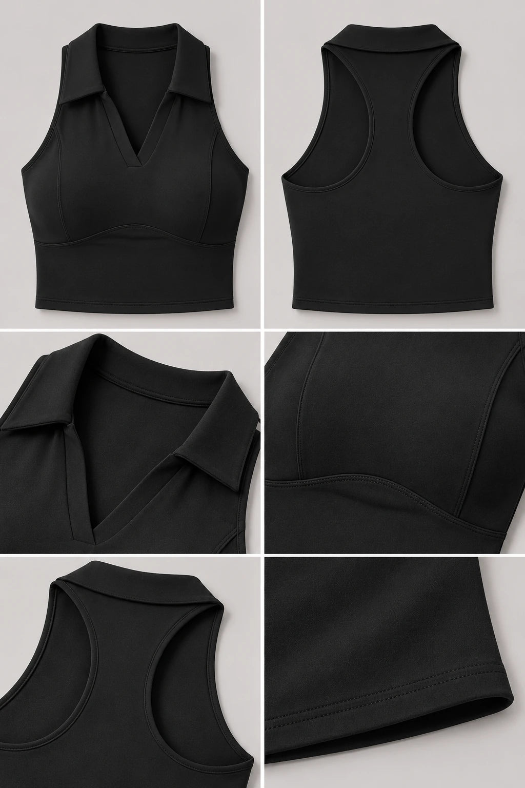 WEARHUB Nylon-Spandex Collared Brushed Active Tank — WHZ034 — product, details view
