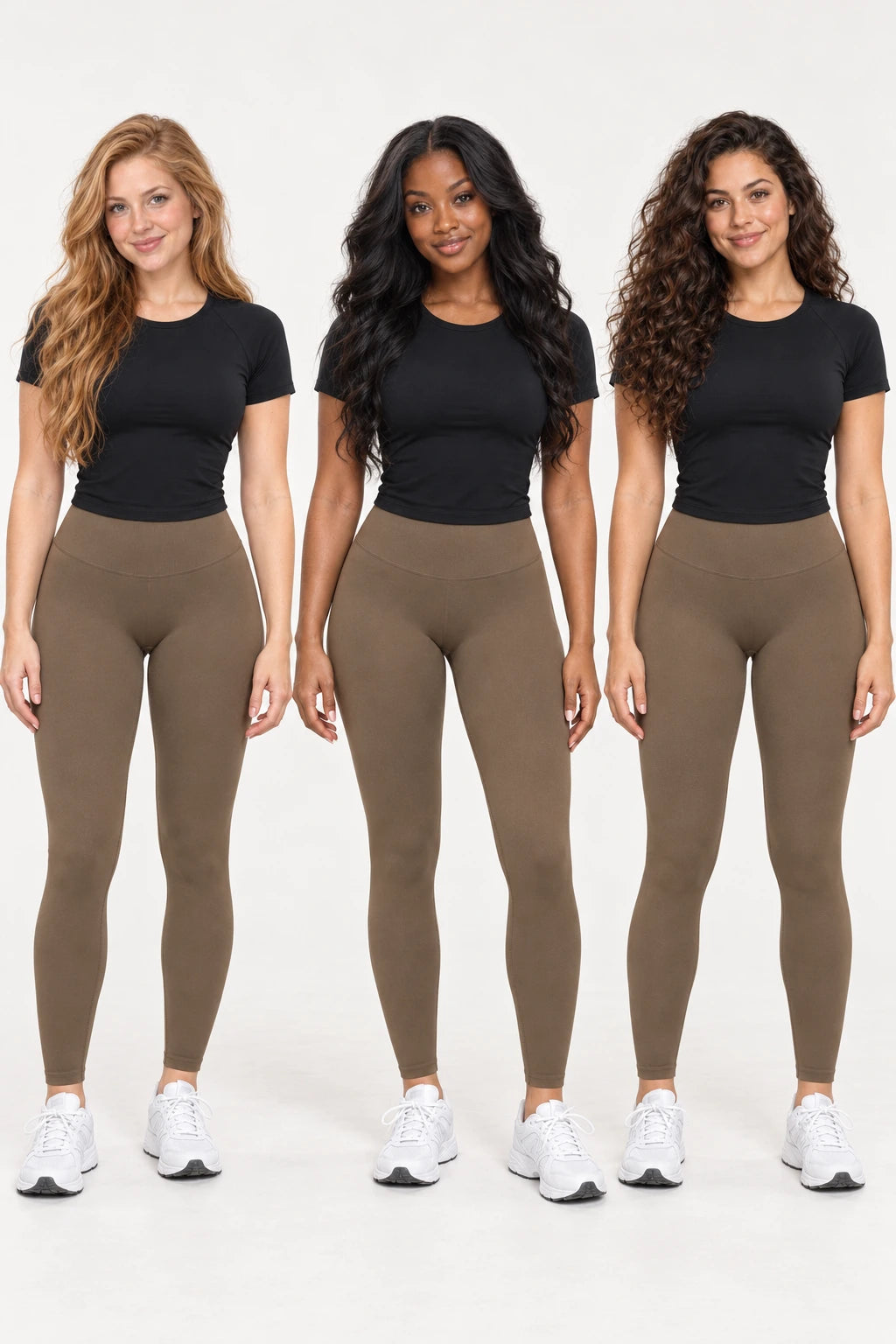 WEARHUB Nylon-Spandex Seamless Yoga Leggings — WHZ035 — product, multiracial view