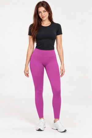 WEARHUB Nylon-Spandex Seamless Yoga Leggings — WHZ035 — Rose Mauve, color front view