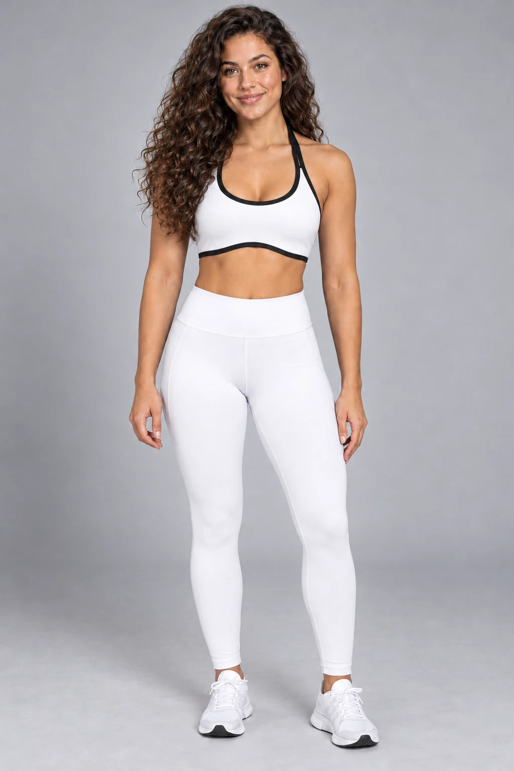 WEARHUB Nylon-Spandex Barely-There Sports Bra — WHZ036 — Swan White, color front view