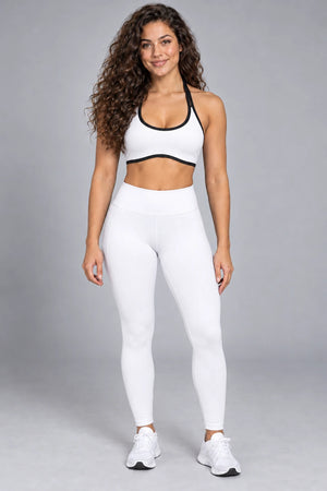 WEARHUB Nylon-Spandex Barely-There Sports Bra — WHZ036 — Swan White, color front view