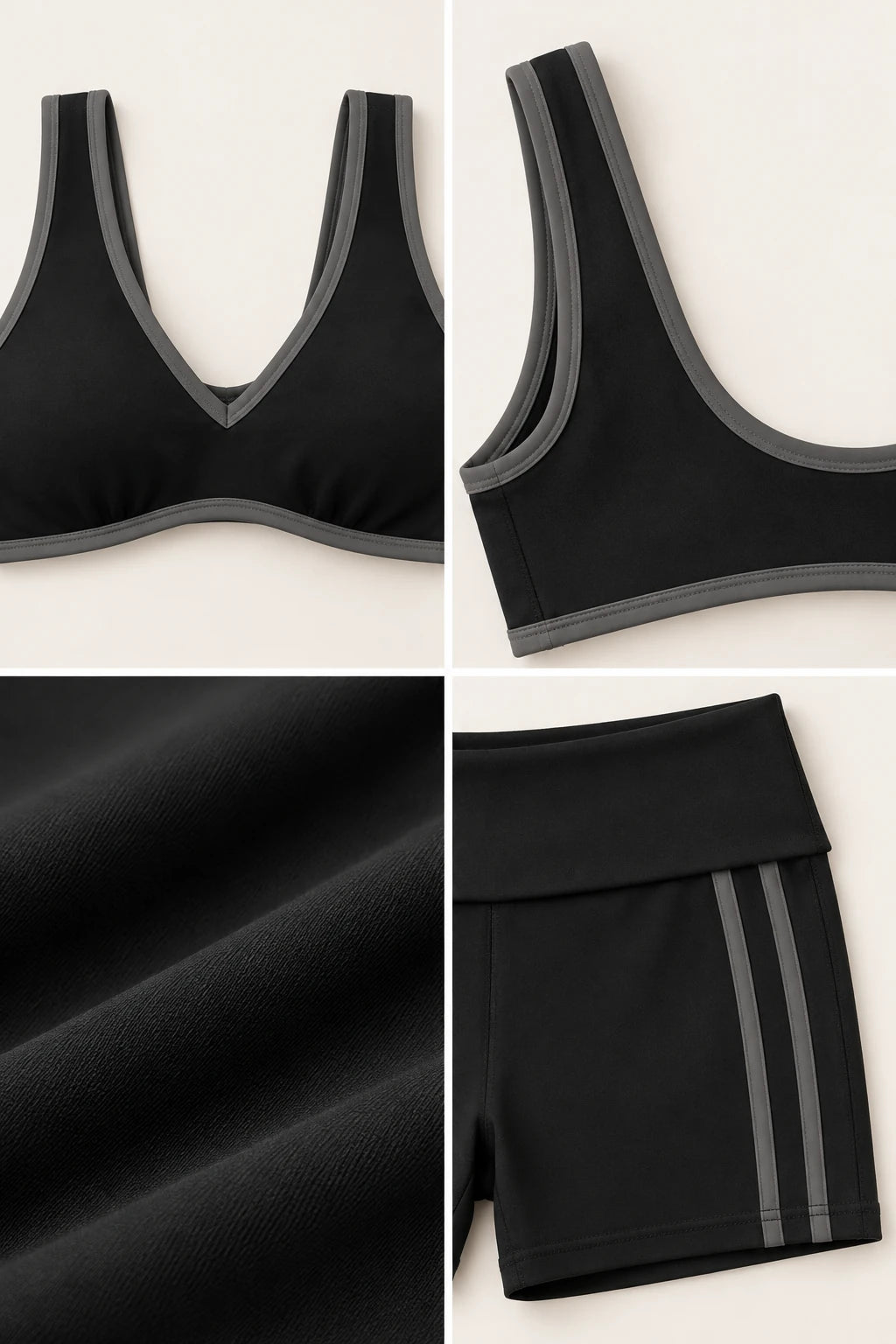 WEARHUB Nylon-Spandex Barely-There Bra & Shorts Set — WHZ038 — product, details view