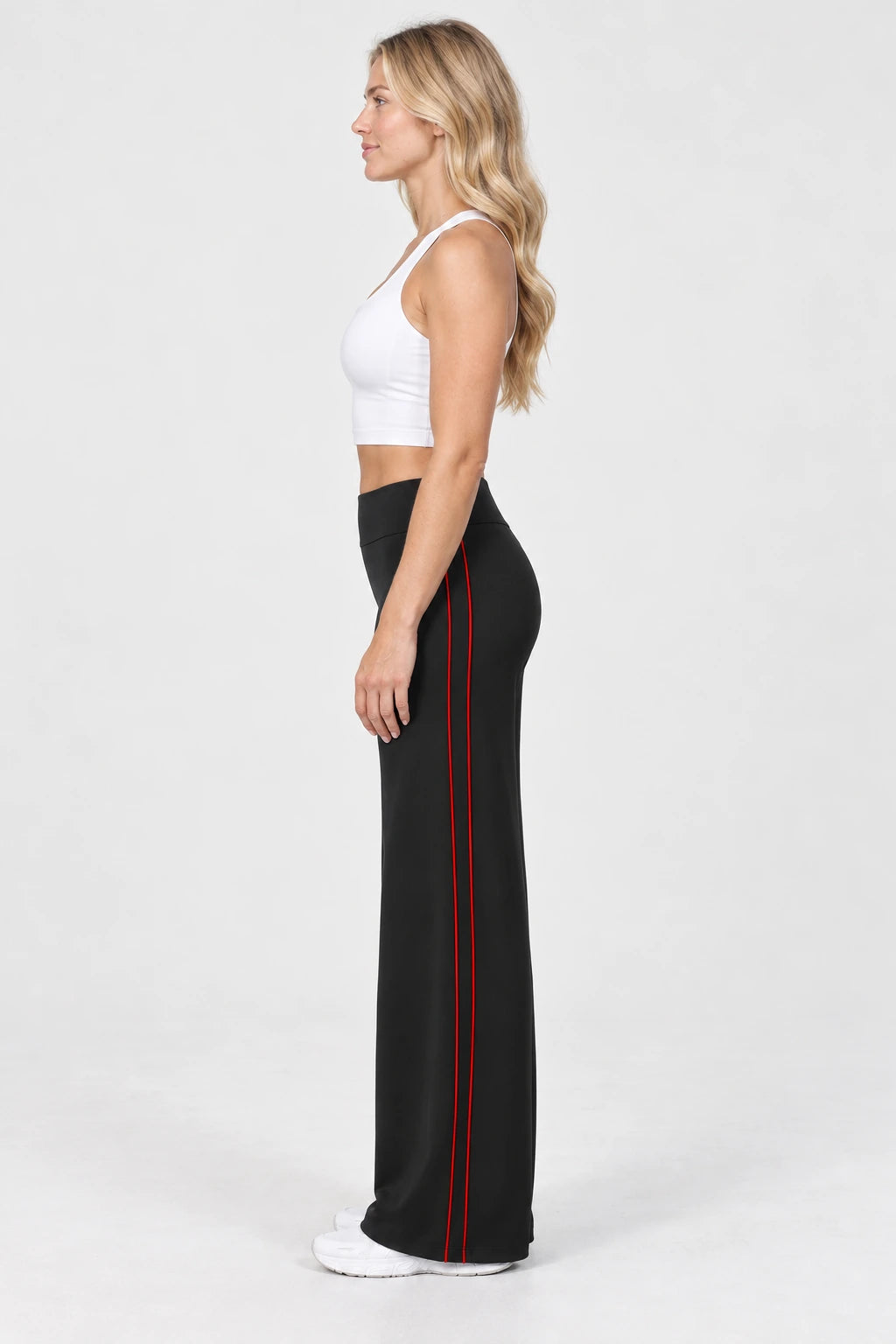 WEARHUB Nylon-Spandex Brushed Wide-Leg Yoga Pants — WHZ039 — product, side view