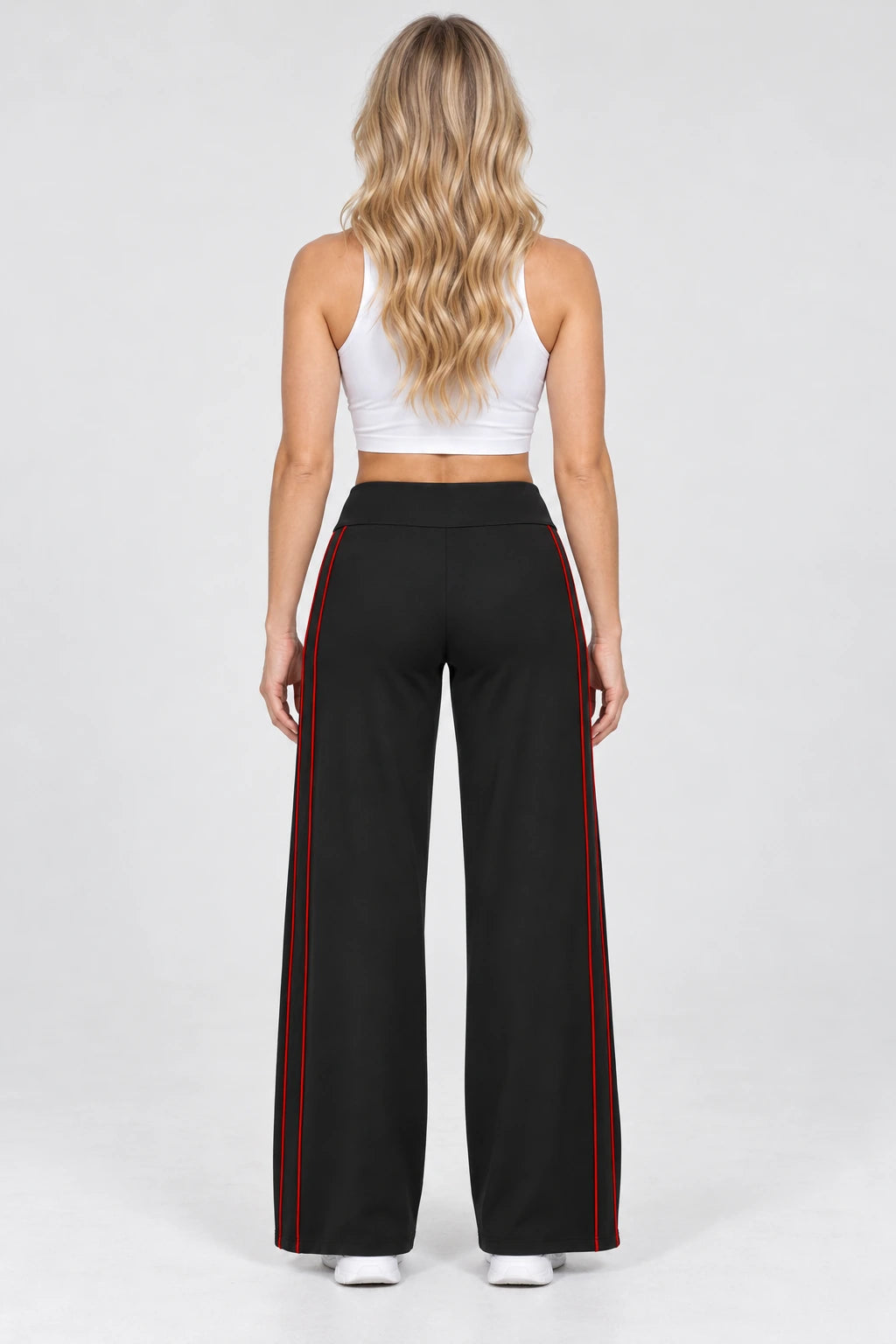 WEARHUB Nylon-Spandex Brushed Wide-Leg Yoga Pants — WHZ039 — product, back view