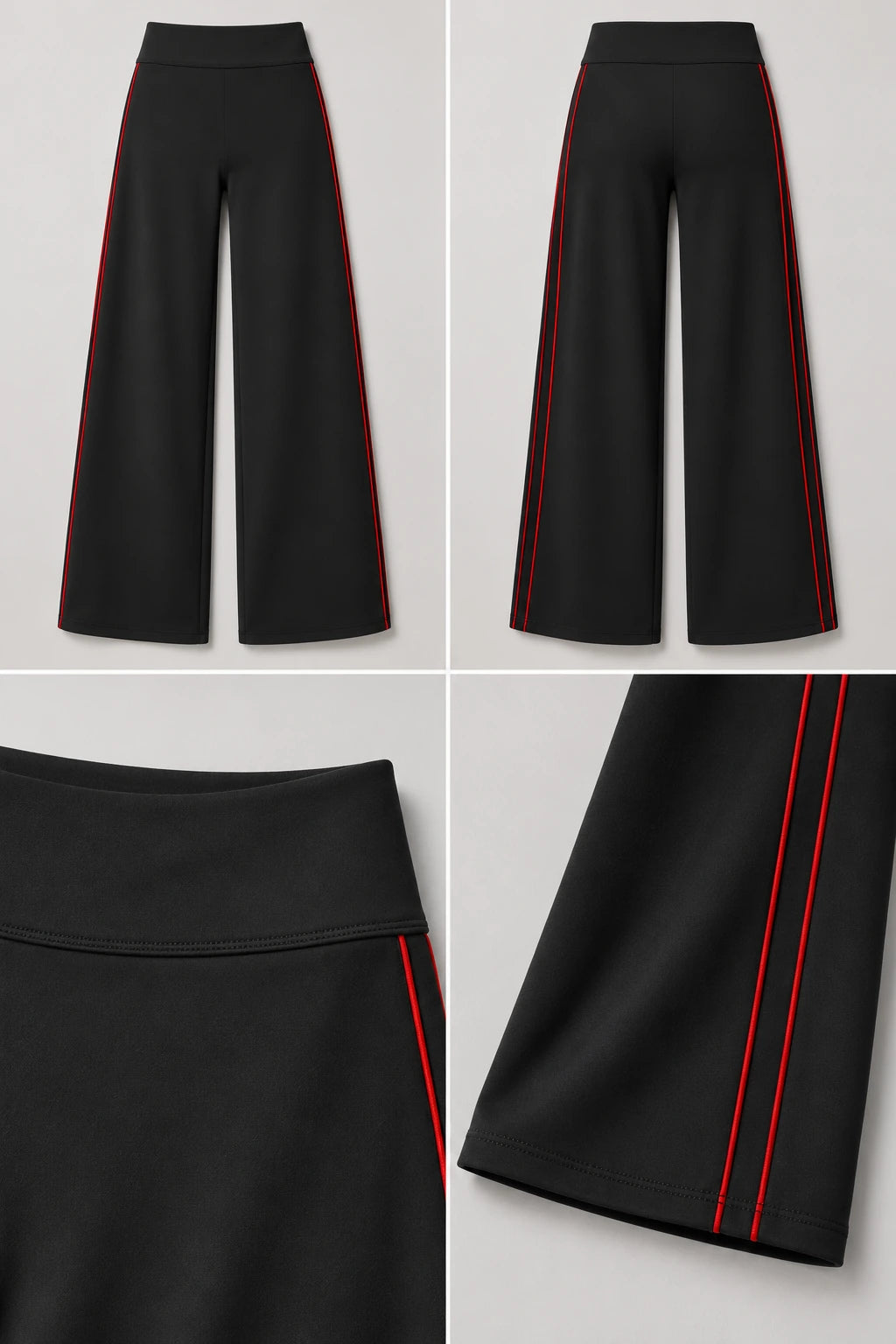 WEARHUB Nylon-Spandex Brushed Wide-Leg Yoga Pants — WHZ039 — product, details view