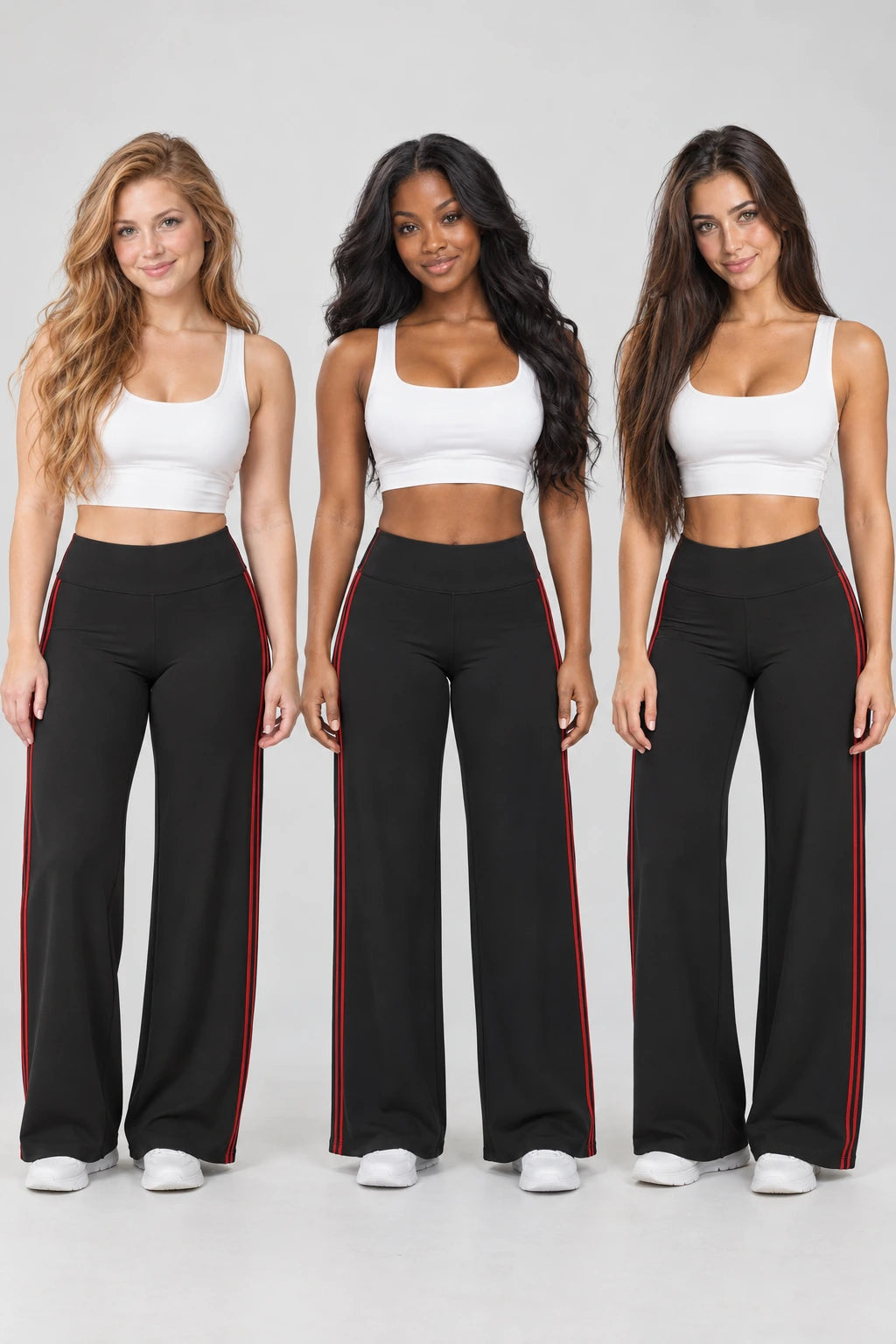 WEARHUB Nylon-Spandex Brushed Wide-Leg Yoga Pants — WHZ039 — product, multiracial view