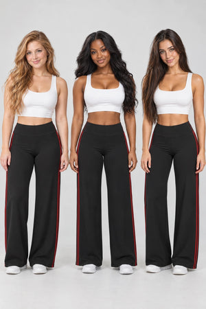 WEARHUB Nylon-Spandex Brushed Wide-Leg Yoga Pants — WHZ039 — product, multiracial view