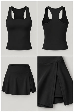 WEARHUB Nylon-Spandex Brushed Tank & Skirt Set — WHZ049 — product, details view