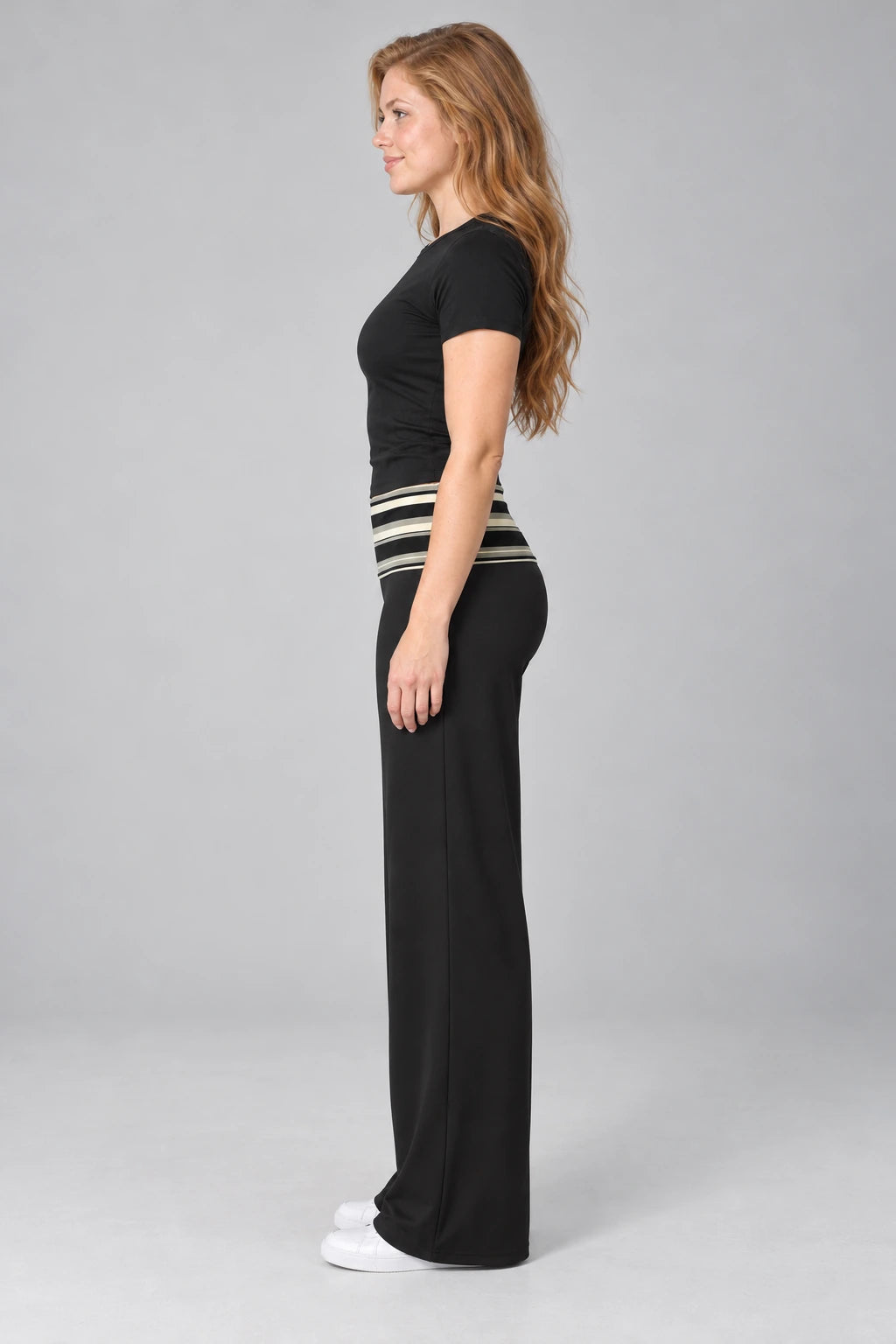 WEARHUB Polyester-Spandex Printed Wide-Leg Yoga Pants — WHZ051 — product, side view