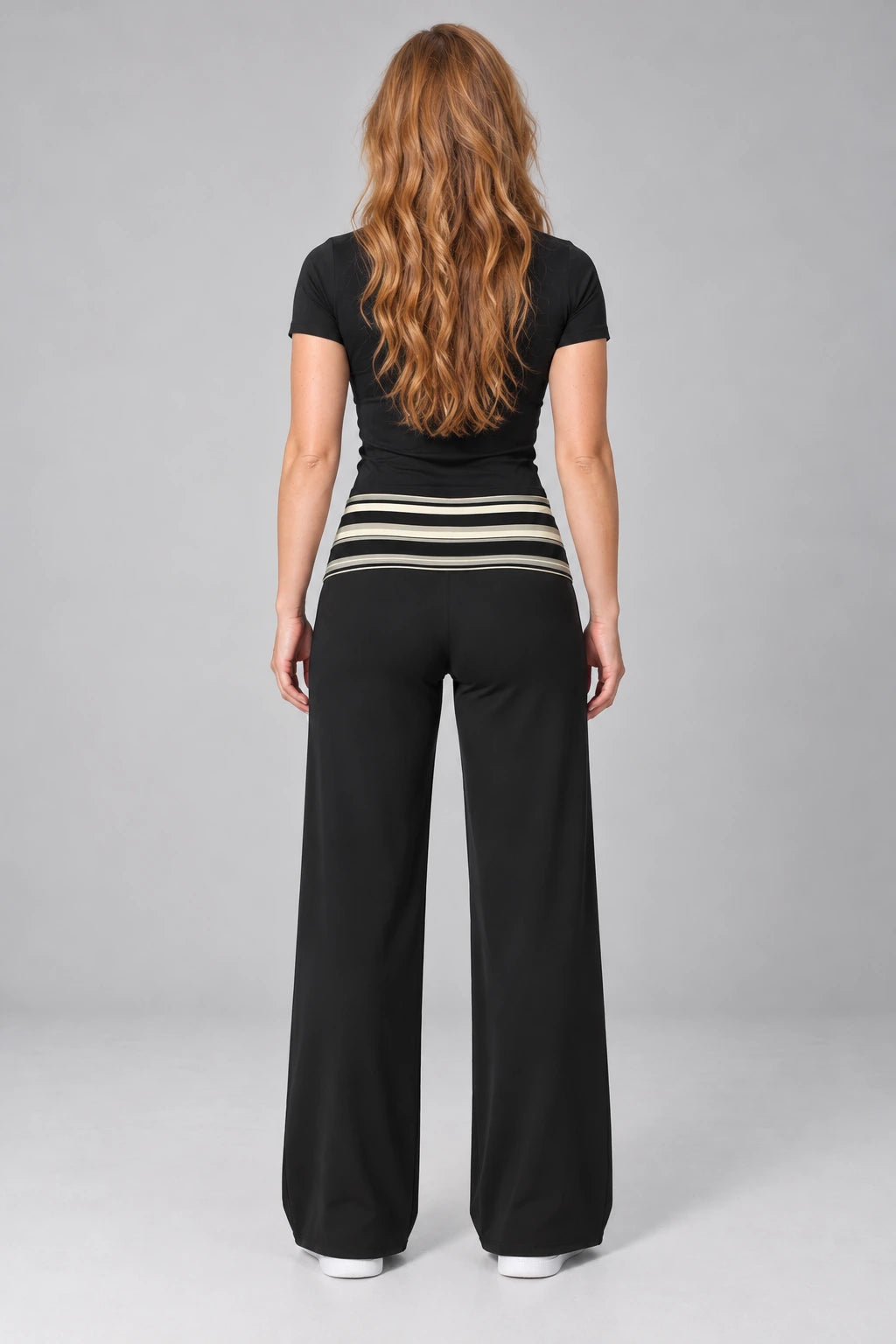 WEARHUB Polyester-Spandex Printed Wide-Leg Yoga Pants — WHZ051 — product, back view