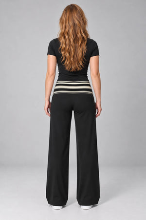 WEARHUB Polyester-Spandex Printed Wide-Leg Yoga Pants — WHZ051 — product, back view