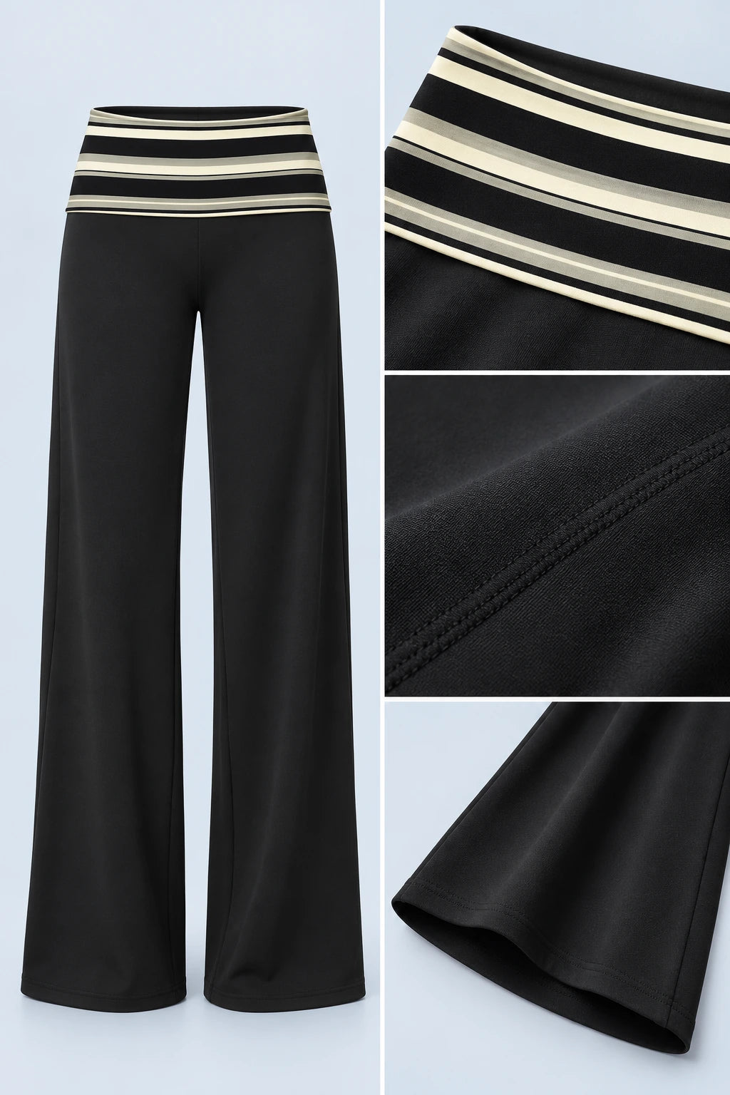 WEARHUB Polyester-Spandex Printed Wide-Leg Yoga Pants — WHZ051 — product, details view