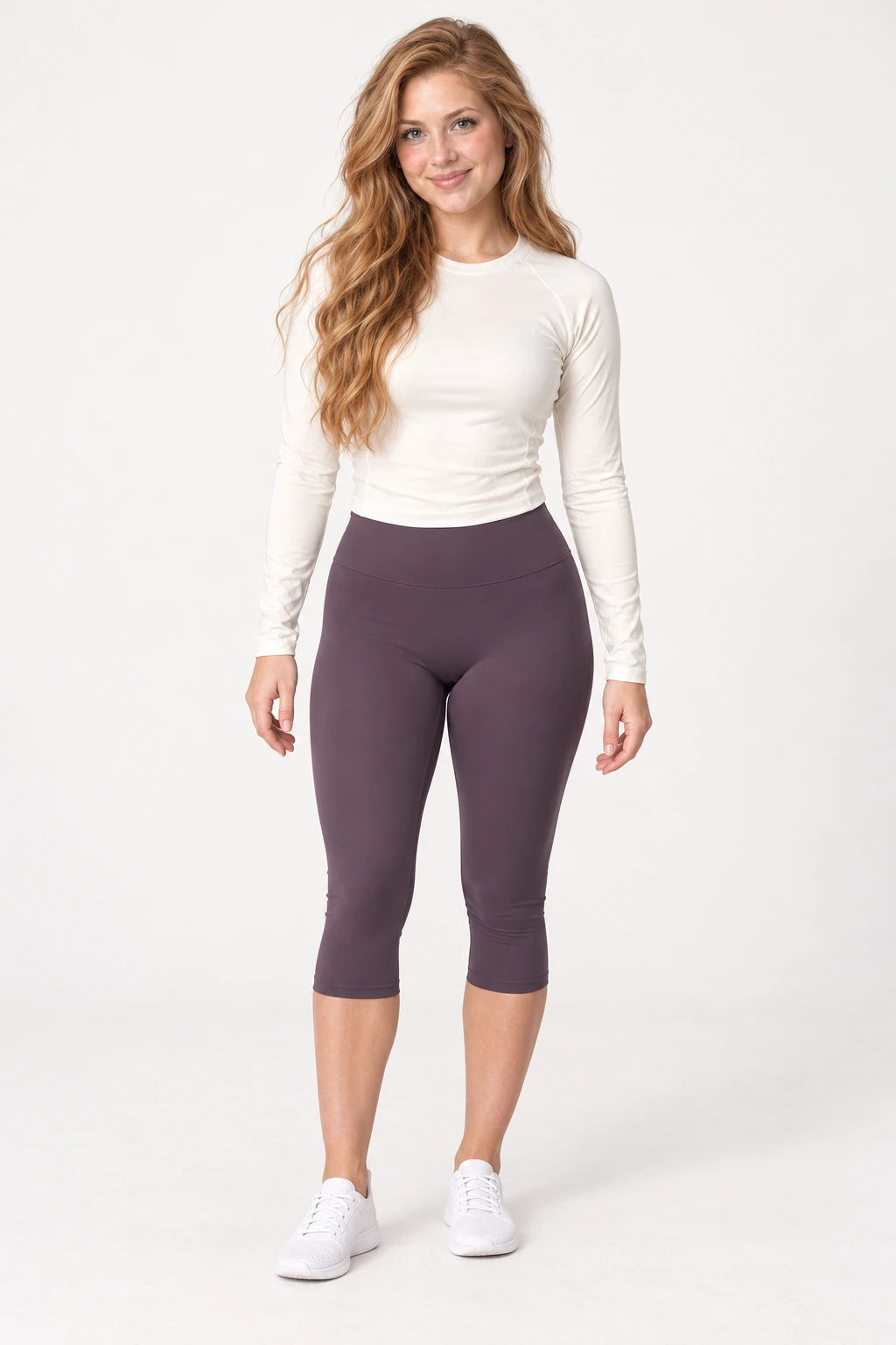 WEARHUB Nylon-Spandex Brushed Mid-Length Active Shorts — WHZ052 — Eggplant Purple, front view