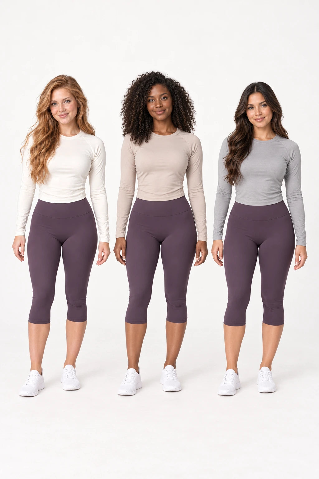 WEARHUB Nylon-Spandex Brushed Mid-Length Active Shorts — WHZ052 — product, multiracial view