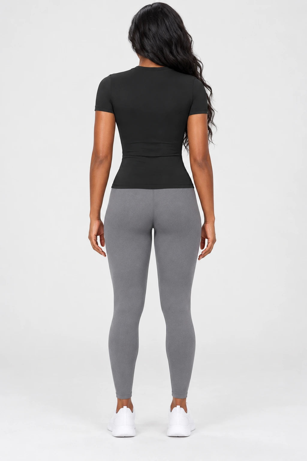WEARHUB Nylon-Spandex Brushed Short-Sleeve Active Top — WHZ053 — product, back view
