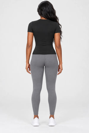 WEARHUB Nylon-Spandex Brushed Short-Sleeve Active Top — WHZ053 — product, back view
