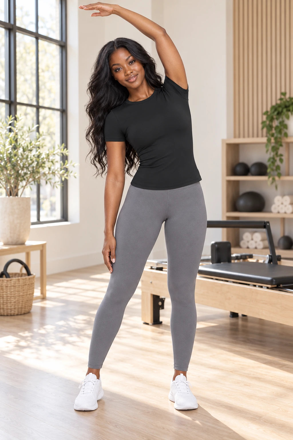 WEARHUB Nylon-Spandex Brushed Short-Sleeve Active Top — WHZ053 — product, scene view