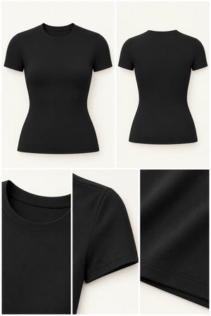 WEARHUB Nylon-Spandex Brushed Short-Sleeve Active Top — WHZ053 — product, details view