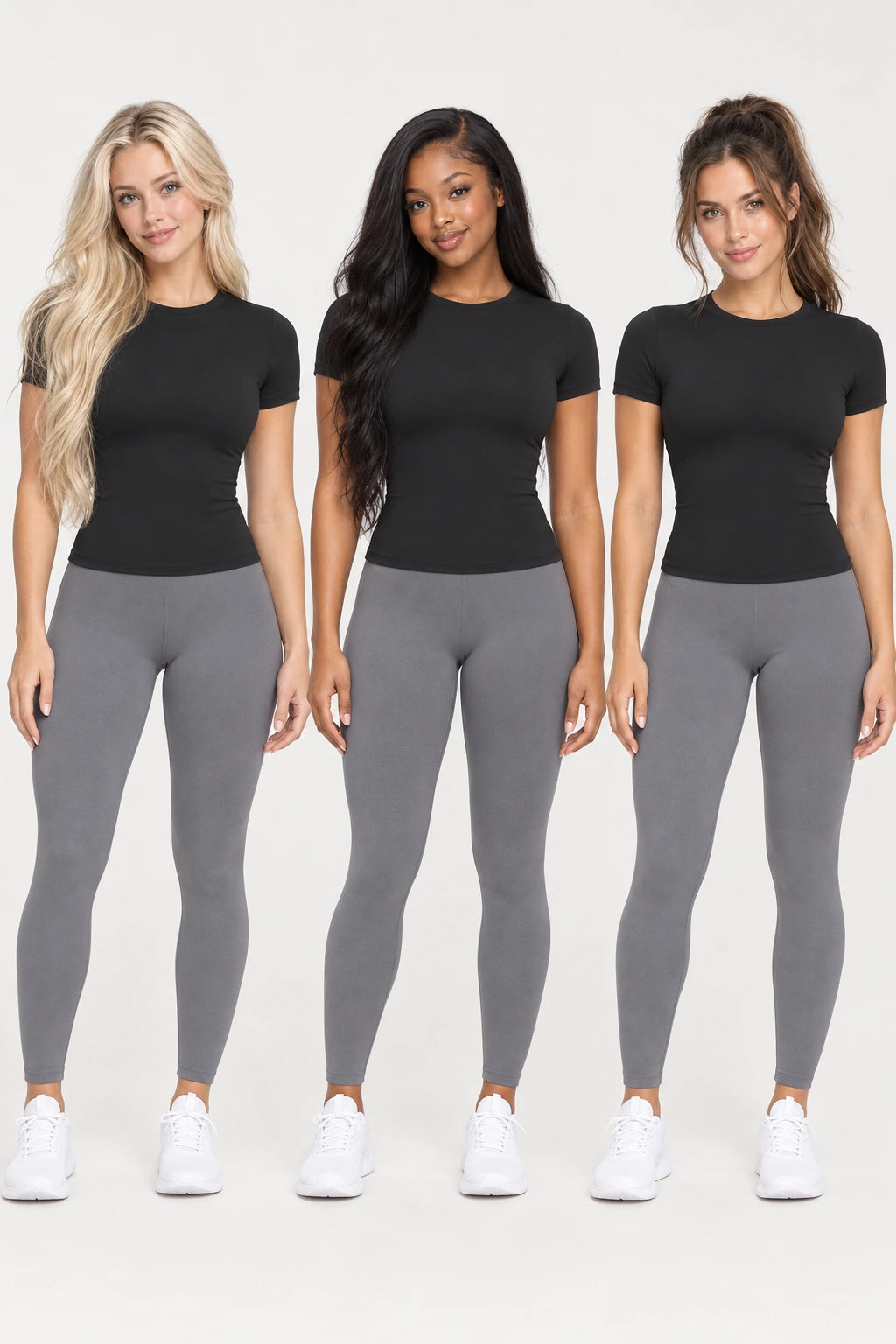 WEARHUB Nylon-Spandex Brushed Short-Sleeve Active Top — WHZ053 — product, multiracial view