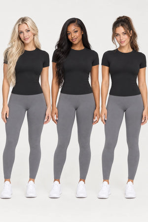 WEARHUB Nylon-Spandex Brushed Short-Sleeve Active Top — WHZ053 — product, multiracial view