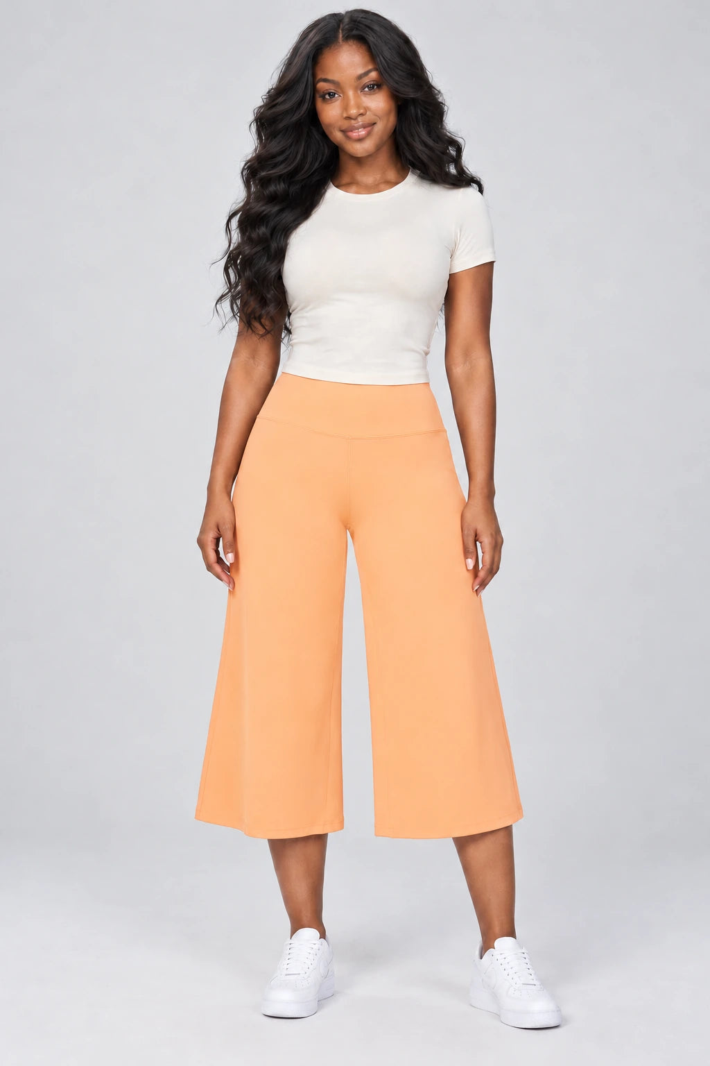 WEARHUB Nylon-Spandex Brushed Mid-Length Active Shorts — WHZ055 — Sunshine Orange, color front view