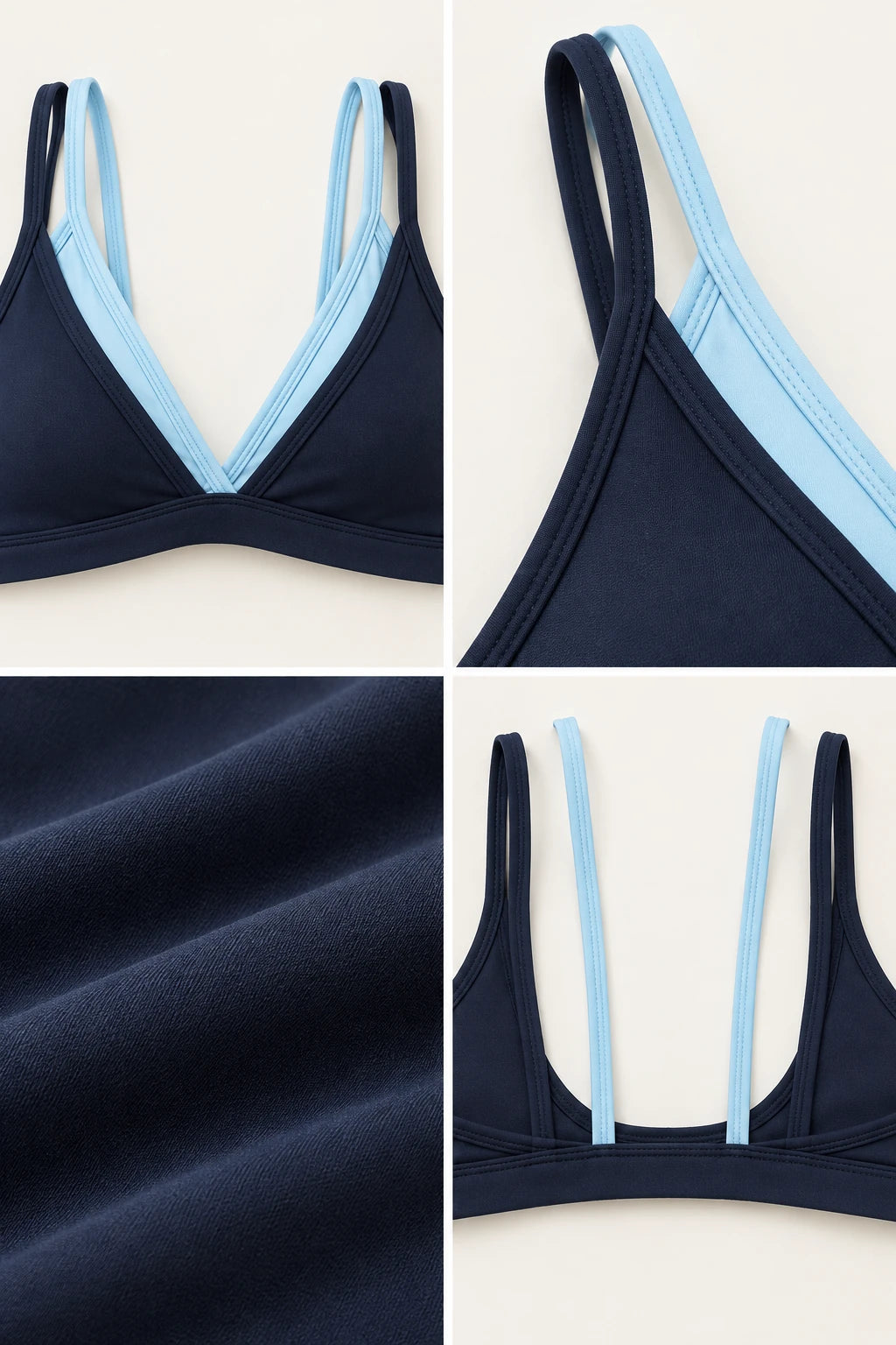 WEARHUB Nylon-Spandex Double-Strap Barely-There Sports Bra — WHZ056 — product, details view