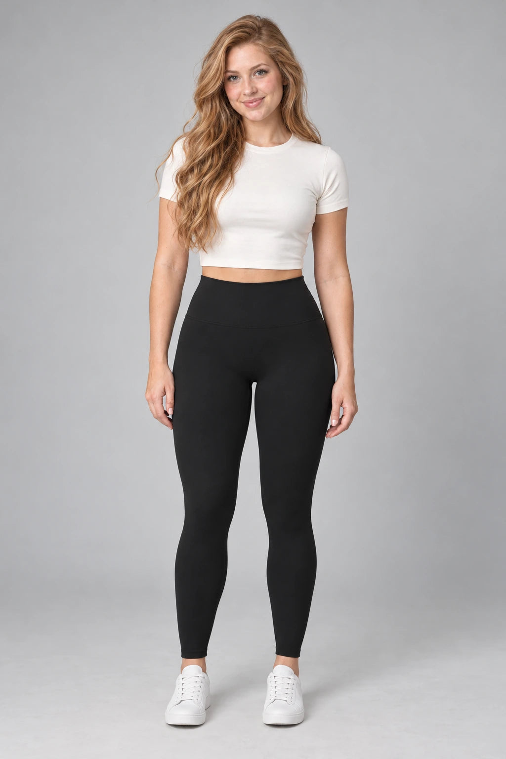 WEARHUB Nylon-Spandex Barely-There Yoga Leggings — WHZ062 — Classic Black, front view
