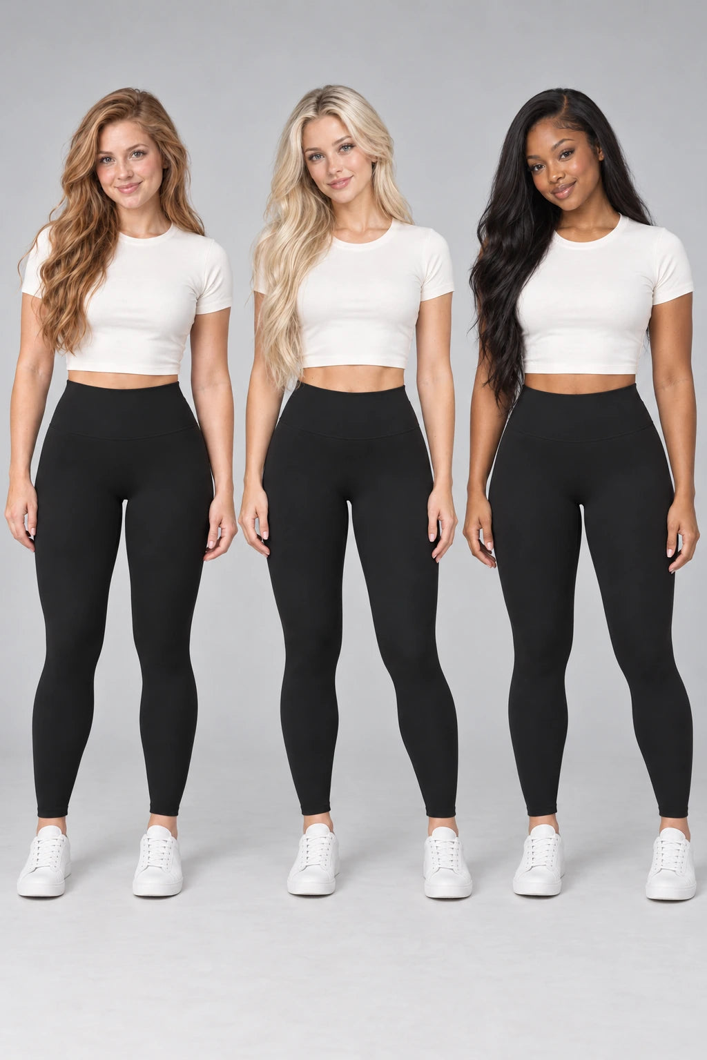 WEARHUB Nylon-Spandex Barely-There Yoga Leggings — WHZ062 — product, multiracial view