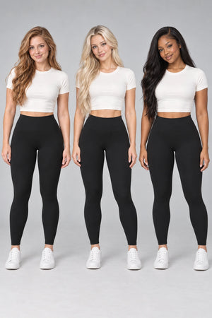 WEARHUB Nylon-Spandex Barely-There Yoga Leggings — WHZ062 — product, multiracial view