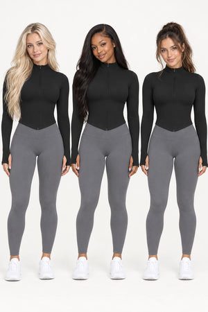 WEARHUB Nylon-Spandex Seamless Active Jacket — WHZ063 — product, multiracial view