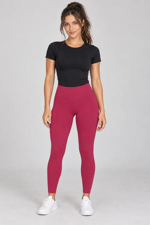 WEARHUB Nylon-Spandex Barely-There Yoga Leggings — WHZ065 — Rose Red, front view