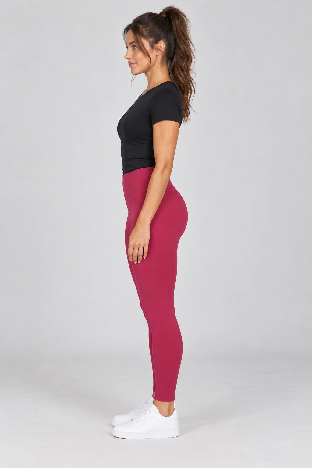 WEARHUB Nylon-Spandex Barely-There Yoga Leggings — WHZ065 — product, side view