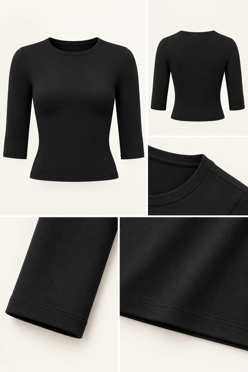 WEARHUB Nylon-Spandex Brushed Mid-Sleeve Active Top — WHZ068 — product, details view