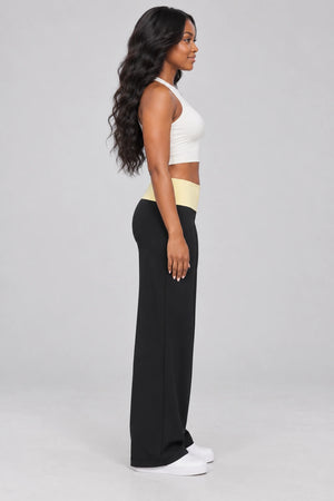 WEARHUB Nylon-Spandex Brushed Wide-Leg Yoga Pants — WHZ069 — product, side view