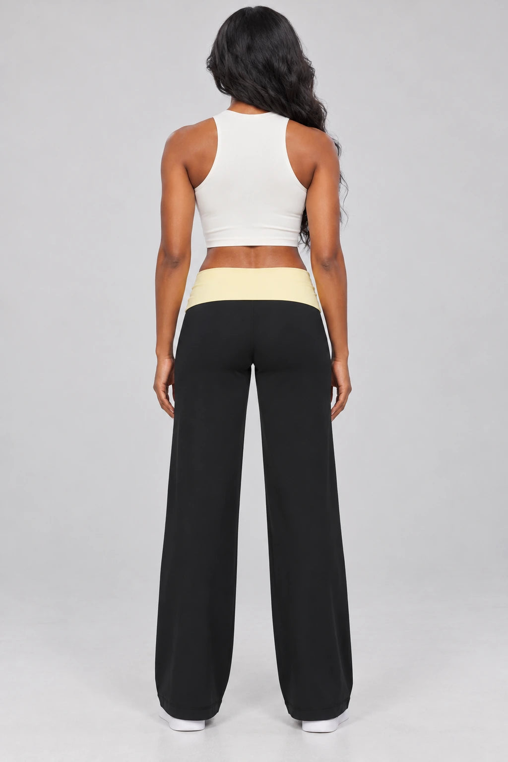 WEARHUB Nylon-Spandex Brushed Wide-Leg Yoga Pants — WHZ069 — product, back view