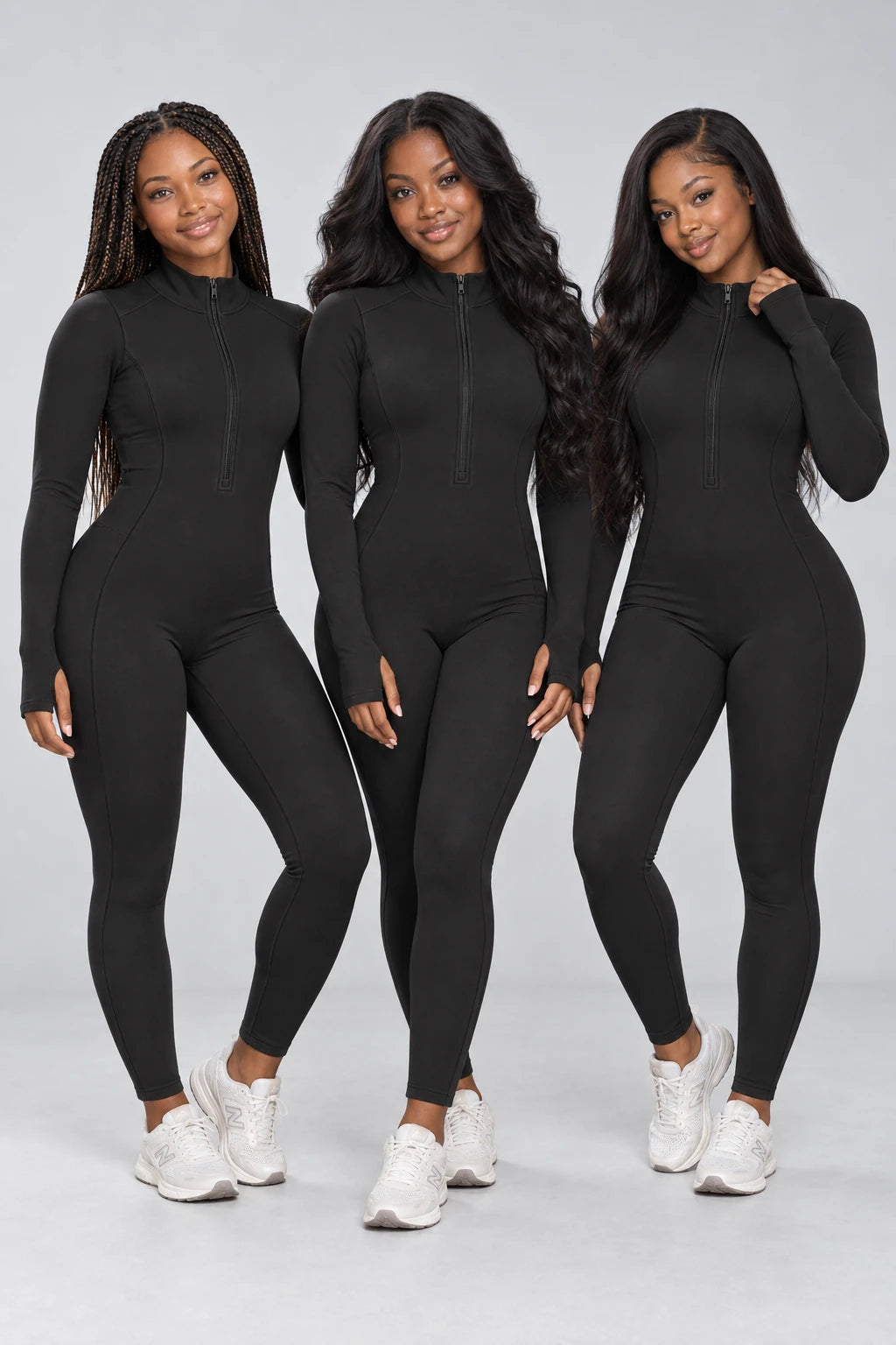 WEARHUB Nylon-Spandex Cloud-Soft Active Jumpsuit — WHZ071 — product, multiracial view